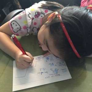 Using drawings for her reviewer